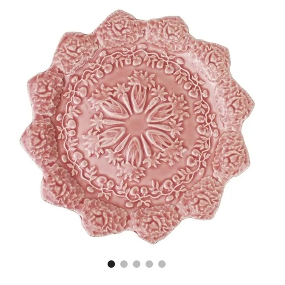 Pink Ceramic Majolica Spring Motif Plate by Rafael Bordallo Pinheiro, Portugal - Picture 2 of 8